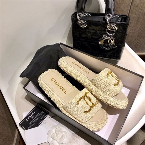 chanel slippers beige|vintage chanel slippers.